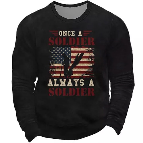 

Men's Sweatshirt Pullover Black Navy Blue Crew Neck Graphic Prints National Flag Print Daily Sports Holiday 3D Print Basic Streetwear Designer Spring & Fall Clothing Apparel Hoodies Sweatshirts