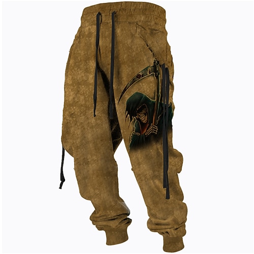 

Men's Sweatpants Joggers Trousers Drawstring Elastic Waist 3D Print Graphic Prints Comfort Breathable Sports Outdoor Casual Daily Cotton Blend Terry Streetwear Stylish Brown Gray Micro-elastic