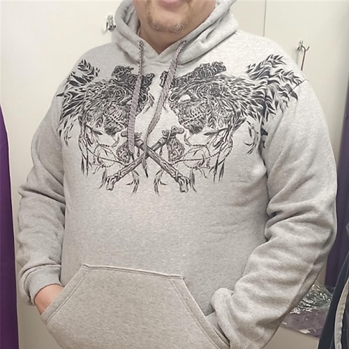

Men's Plus Size Pullover Hoodie Sweatshirt Big and Tall Animal Hooded Long Sleeve Spring & Fall Basic Fashion Streetwear Comfortable Daily Wear Vacation Tops