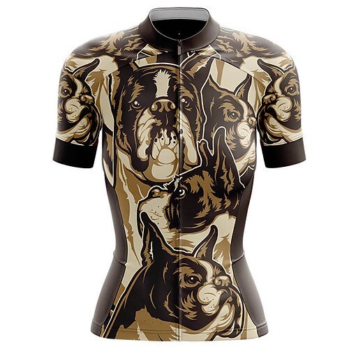 

21Grams Women's Cycling Jersey Short Sleeve Bike Top with 3 Rear Pockets Mountain Bike MTB Road Bike Cycling Breathable Quick Dry Moisture Wicking Reflective Strips Yellow Dog Spandex Sports Clothing