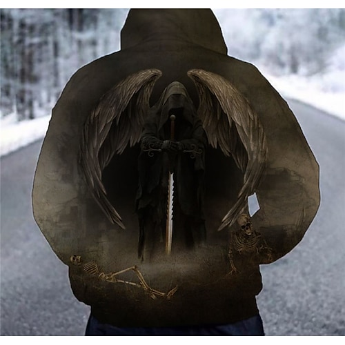 

Men's Pullover Hoodie Sweatshirt Brown Hooded Ghost Graphic Prints Print Daily Sports 3D Print Basic Streetwear Designer Spring & Fall Clothing Apparel Hoodies Sweatshirts