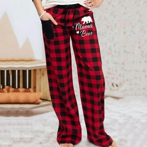 

Men's Loungewear Pajama Pant Lounge Pants Animal Grid / Plaid Simple Comfort Home Daily Polyester Warm Breathable Long Pant Pant Elastic Waist Winter Red