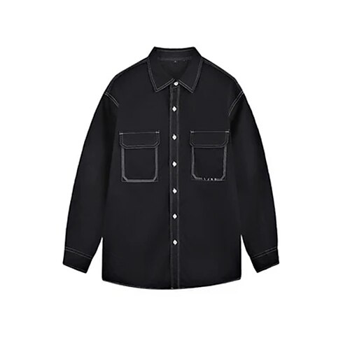 

Men's Shirt Solid Color Turndown Light Green Khaki White Black Casual Daily Long Sleeve Button-Down Clothing Apparel Fashion Streetwear Simple