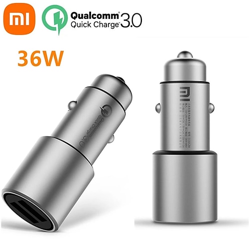 

Original Xiaomi MI Car Charger 36W Max Quick Charge 3.0 5V/3A Dual USB 9V/2A 12V/1.5A for iPhone 13 Pro Samsung Android Phone Fast Charger