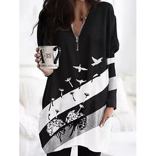 

Women's Sweatshirt Pullover Streetwear Zipper Pocket Blue Yellow Dark Blue Graphic Butterfly Street V Neck Long Sleeve S M L XL 2XL 3XL