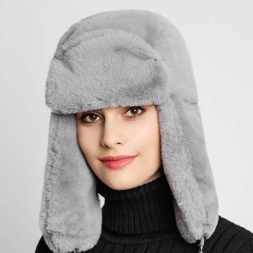

Mujer Sombrero Sombreros de invierno Gris Exterior Hogar Diario Vellón Color puro Resistente al Viento Comodidad Templado
