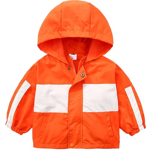 

Toddler Boys Coat Outerwear Letter Long Sleeve Patchwork Coat School Fashion Cool Blue Orange Winter Fall 3-7 Years