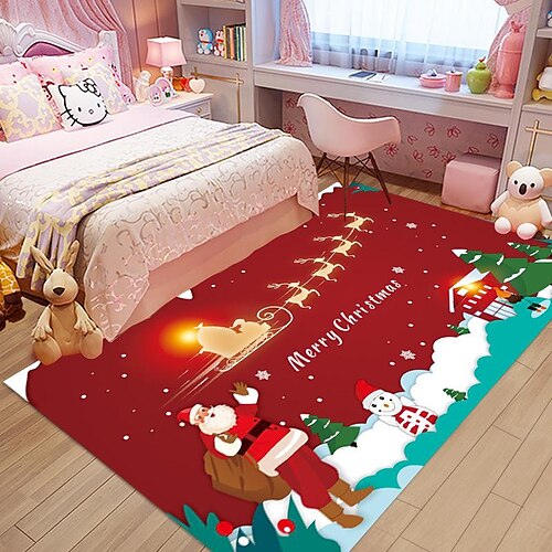 

Christmas Tree Mats Doormat Washable Indoor Holiday Rug for Living or Dining Room, Bedroom and Kitchen Area