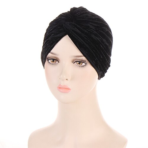 

6Colors Choice Muslim Women Indian Turban Hat Solid Color Cap Beanie Caps Headwear Head Wrap Scarf Caps