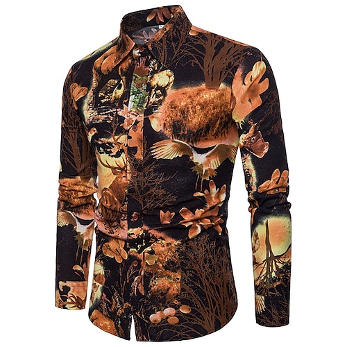 

Men's Shirt Summer Hawaiian Shirt Graphic Tees Graphic Graphic Prints Turndown Blue Red Brown Street Daily Long Sleeve Button-Down Clothing Apparel Fashion Simple Casual