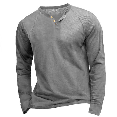 

Men's Henley Shirt Tee Solid Color Henley Black Blue Army Green Royal Blue Gray Street Sports Long Sleeve Button-Down Clothing Apparel Fashion Designer Casual Comfortable