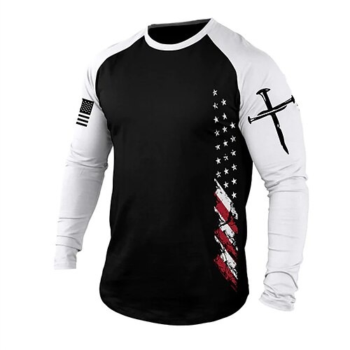 

Men's T shirt Tee Cool Shirt Long Sleeve Shirt Graphic Prints Cross Crew Neck Hot Stamping Street Daily Long Sleeve Print Clothing Apparel Fashion Designer Casual Comfortable