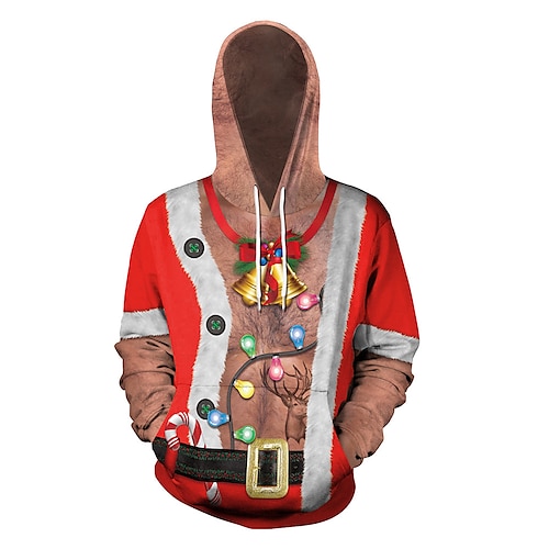 

Papai Noel Camisola de natal Moletom Pullover Imprimir Bolso frontal Arte Gráfica Moletom Para Homens Mulheres Unisexo Adulto Impressão 3D 100% Poliéster Festa