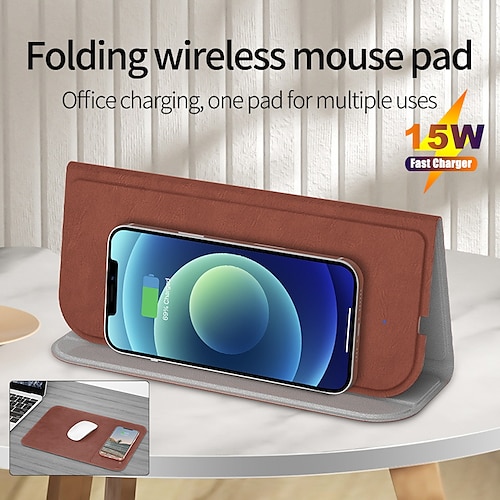 

15W Qi Wireless Charger Mobile Phone Fast Folding Mouse Pad for Apple Xiaomi Huawei Android Phone OJD-82