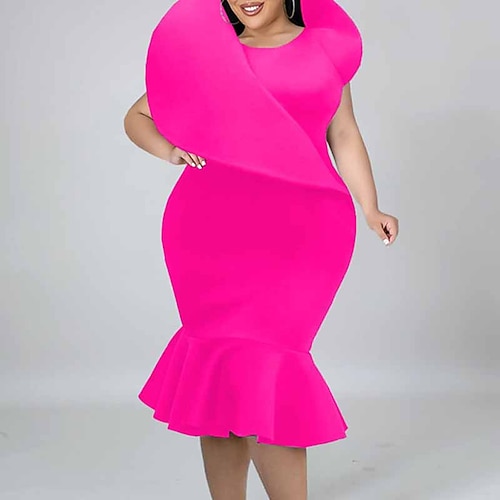 

Women's Plus Size Party Dress Solid Color Crew Neck Sleeveless Fall Winter Elegant Formal Sexy Knee Length Dress Formal Party Dress