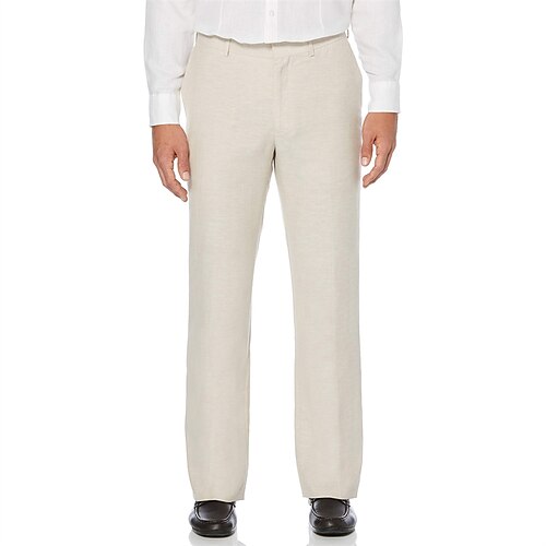 

Men's Linen Pants Trousers Casual Pants Pocket Straight Leg Solid Color Comfort Breathable Casual Daily Streetwear Cotton Blend Sports Fashion Khaki Deep Blue Micro-elastic
