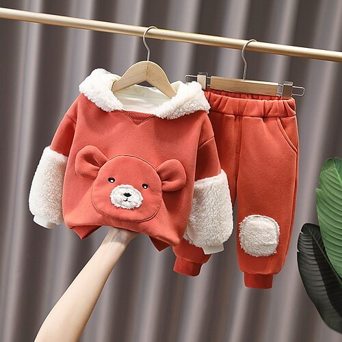 

2 pezzi Bambino (1-4 anni) Da ragazzo Felpa con cappuccio e pantaloni Vestito Animali Cartoni animati Manica lunga Cotone Impostare Esterno Di tendenza Giornaliero Inverno Autunno 3-7 anni Verde