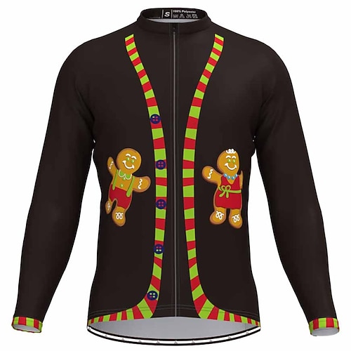 

Men's Cycling Jersey Long Sleeve Bike Jersey Top with 3 Rear Pockets Ugly Christmas Funny Christmas Mountain Bike MTB Road Bike Cycling Breathable Quick Dry Moisture Wicking Reflective Strips Black