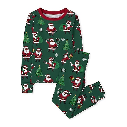 

Kids Girls' Ugly Christmas Pants Suit 2pcs Long Sleeve Green Wine Dark Green Plaid Santa Claus Elk Crewneck Christmas Gifts Casual Cute Regular 7-13 Years