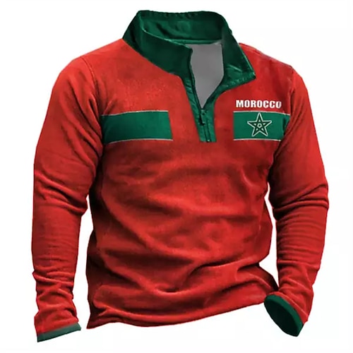

Men's Zip Up Sweatshirt Pullover Red Half Zip Letter Graphic Prints Zipper Print Daily Sports 3D Print Basic Designer Casual Spring & Fall Clothing Apparel Hoodies Sweatshirts Long Sleeve