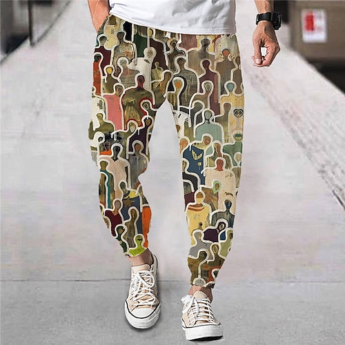 

Men's Joggers Trousers Drawstring Elastic Waist 3D Print Cartoon Graphic Prints Comfort Breathable Sports Outdoor Casual Daily Streetwear Stylish Brown Micro-elastic / Designer