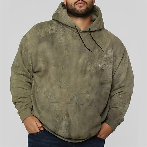 

Men's Plus Size Pullover Hoodie Sweatshirt Big and Tall Solid Color Hooded Long Sleeve Spring & Fall Basic Fashion Streetwear Comfortable Daily Wear Vacation Tops