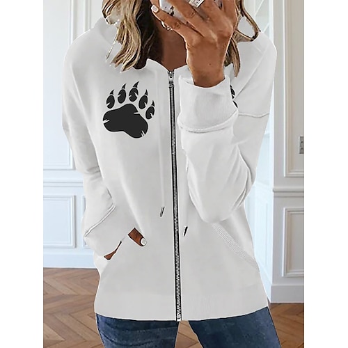 

Women's Zip Hoodie Sweatshirt Basic Zip Up Front Pocket Green Navy Blue Gray Graphic Street Hoodie Long Sleeve S M L XL 2XL 3XL / Winter