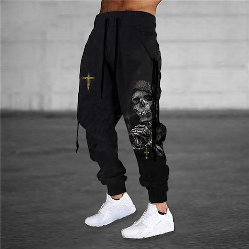 

Men's Sweatpants Joggers Trousers Drawstring Elastic Waist 3D Print Graphic Prints Comfort Breathable Sports Outdoor Casual Daily Cotton Blend Streetwear Stylish Black Micro-elastic / Designer