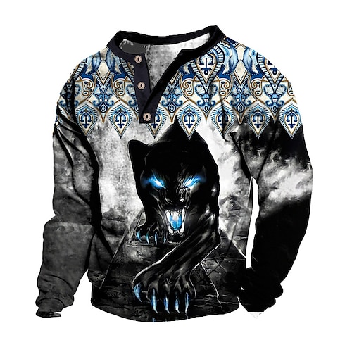 

Men's Sweatshirt Pullover Black Animal Patterned Graphic Prints Print Casual Daily Sports 3D Print Basic Streetwear Casual Spring & Fall Clothing Apparel Hoodies Sweatshirts Long Sleeve