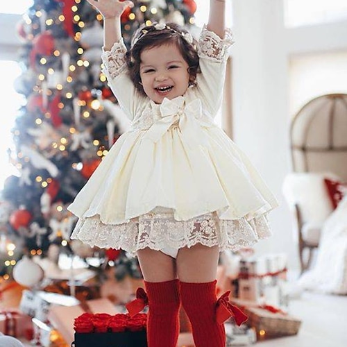

vestito da bambina bambina tinta unita abito linea scuola outdoor bianco manica lunga abiti adorabili attivi autunno inverno 3-7 anni