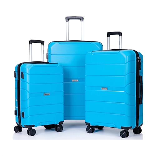 

Hardshell Suitcase Spinner Wheels PP Luggage Sets Lightweight Suitcase With TSA Lock(only 28)3-Piece Set (20/24/28) Light Blue