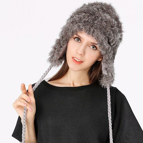 

chapeaux de cheveux de lapin décontractés de style classique avec couleur pure / pom-pom 1pc casque d'usure décontractée / quotidienne / remise des diplômes / félicitations / couvre-chef