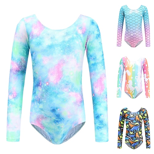 

Gymnastics Leotards Women's Girls' Bodysuit Leotard Jumpsuit Breathable Handmade Long Sleeve Training Competition Ballet Rhythmic Gymnastics Training Artistic Gymnastics Pink Sky Blue White