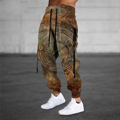 

Men's Sweatpants Joggers Trousers Drawstring Elastic Waist 3D Print Graphic Prints Comfort Breathable Sports Outdoor Casual Daily Cotton Blend Terry Streetwear Designer Green Blue Micro-elastic