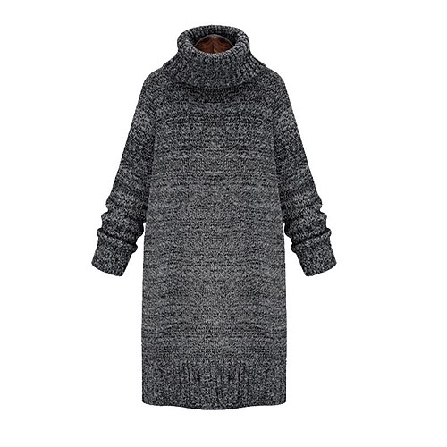 

suéter de mujer vestido descremado vestido casual descremado vestido de cambio descremado negro gris manga larga punto de color puro invierno otoño cuello alto moderno vestido de desnatado de