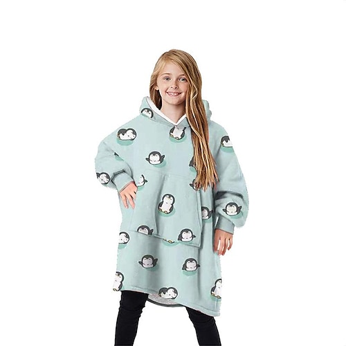 

Ovesized Wearable Blanket Hoodie, Sherpa Fleece Blanket for Kids Flannel Sherpa Soft Warm Cozy Blanket Jacket Sweater Gift for Adult Teens One Size