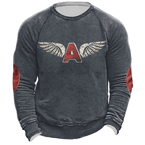 

Men's Unisex Sweatshirt Pullover Black Crew Neck Letter Wings Graphic Prints Patchwork Print Daily Sports Holiday 3D Print Streetwear Designer Casual Spring & Fall Clothing Apparel Hoodies
