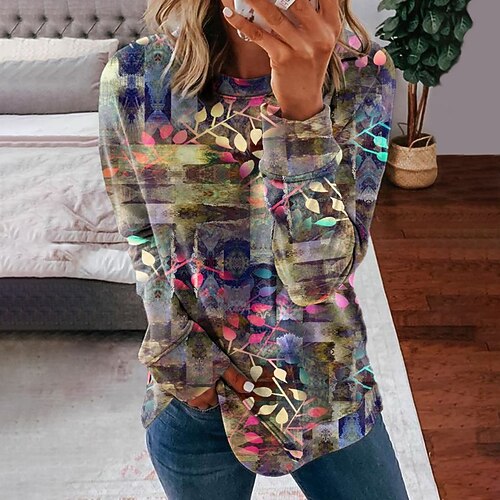 

Women's Sweatshirt Pullover Streetwear Yellow Graphic Christmas Round Neck Long Sleeve S M L XL 2XL 3XL
