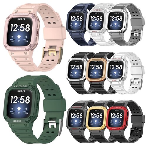 

1PC Smart Watch Band Compatible with Fitbit Versa 3 / Sense Versa 2 / Versa / Versa Lite Silicone Smartwatch Strap Waterproof Luxury Adjustable Sport Band Replacement Wristband