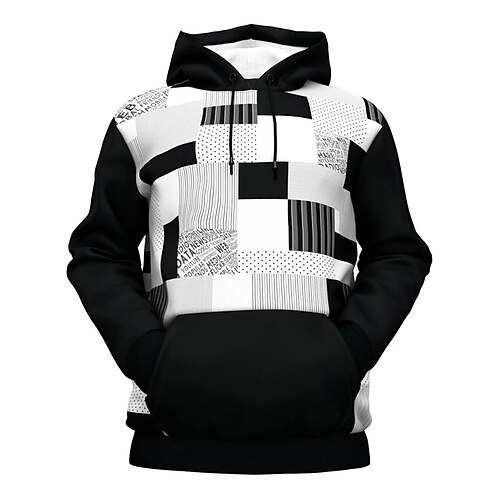 

Men's Pullover Hoodie Sweatshirt Black Hooded Plaid Graphic Prints Print Daily Sports 3D Print Basic Streetwear Designer Spring & Fall Clothing Apparel Hoodies Sweatshirts Long Sleeve