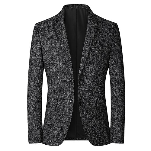 

Men's Office Blazer Regular Standard Fit Solid Colored Single Breasted Two-buttons Blue Grey Black 2022