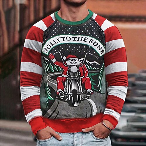 

Men's Sweatshirt Pullover Red Crew Neck Santa Claus Graphic Prints Patchwork Print Daily Sports Holiday 3D Print Streetwear Designer Casual Spring & Fall Clothing Apparel Hoodies Sweatshirts Long