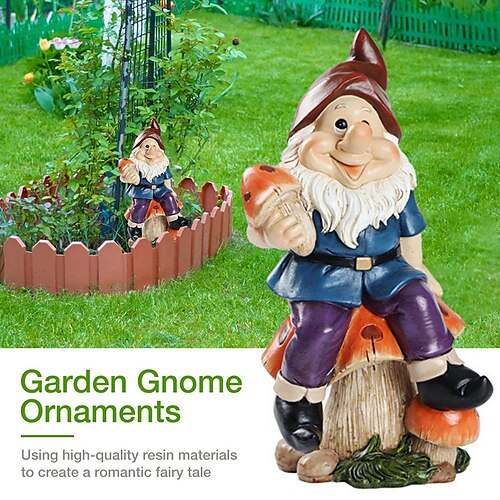 

Funny Resin Garden Gnome Statue Hand-painted Naughty Dwarfs Figurines Home Lovely Mushroom Crafts Garden Decoration for Birthday Gifts Courtyard Park Villa Home Figurines Decoartion