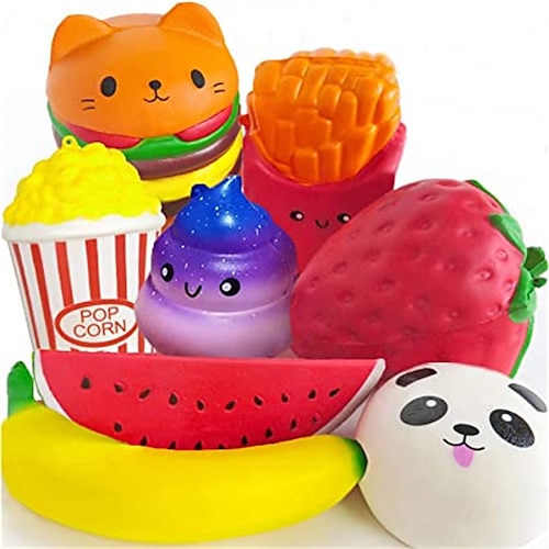 

8pcs Squishies Toys - Squishy Toys Squishies Toys for Girls Boys Jumbo Fruit Food Squishies Slow Rising Scented Stress Reliever for Autism Adults Squeeze Toys Christmas Party Gifts Bag Filler for Kids
