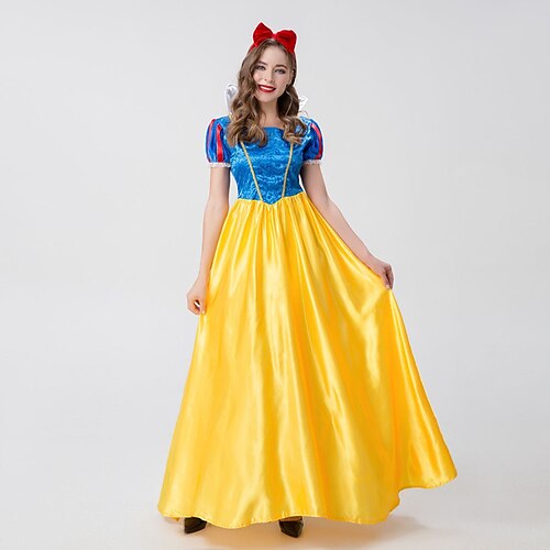 

Princess Cosplay Costume Masquerade Adults' Women's Dresses Performance Masquerade Festival / Holiday Polyster Yellow Women's Easy Carnival Costumes Solid Colored Halloween / Headwear / Headwear