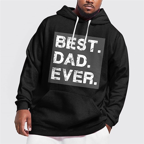 

Men's Plus Size Pullover Hoodie Sweatshirt Big and Tall Letter Hooded Long Sleeve Spring & Fall Basic Fashion Streetwear Comfortable Daily Wear Vacation Tops