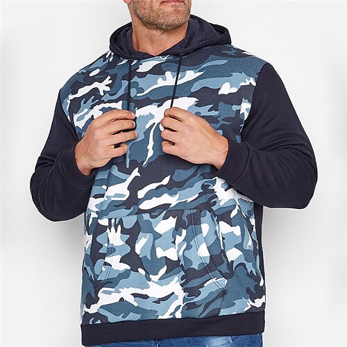 

Men's Plus Size Pullover Hoodie Sweatshirt Big and Tall 3D Print Hooded Long Sleeve Spring & Fall Basic Fashion Streetwear Comfortable Work Daily Wear Tops