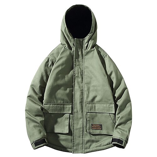 

Men's Hoodie Jacket Outdoor Casual / Daily Daily Wear Vacation Going out Zipper Hooded Warm Ups Comfort Leisure Jacket Outerwear Letter Zipper Pocket Green Black / Winter