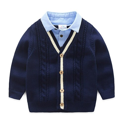 

Toddler Boys Sweater Solid Color Long Sleeve Outdoor Cotton Fashion Black Winter Clothes 3-7 Years / Fall