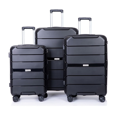 

Hardshell Suitcase Spinner Wheels PP Luggage Sets Lightweight Suitcase with TSA Lock(only 28)3-Piece Set (20/24/28) Midnight Bla